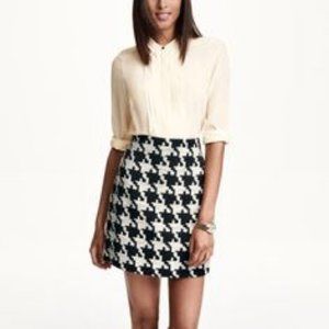 H&M Cotton-Blend Houndstooth Skirt